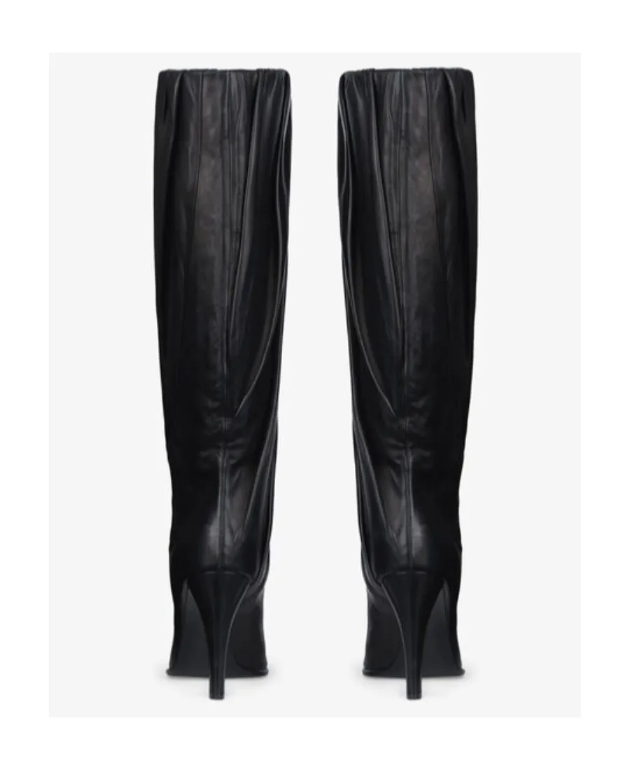 Pleated Chunky Heel Boots