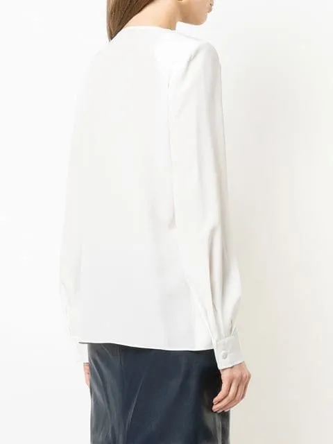Contrast V-Neck Blouse