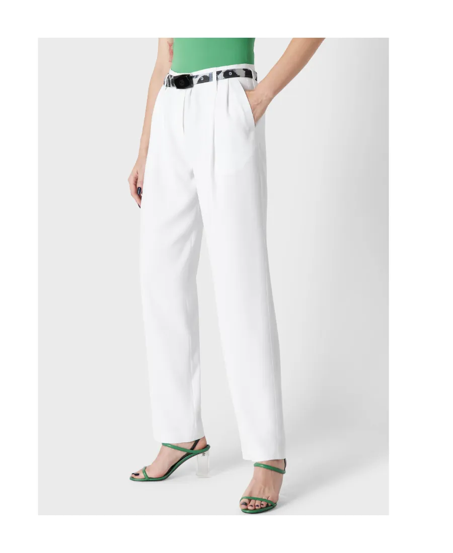 Straight Leg Pleated Trousers