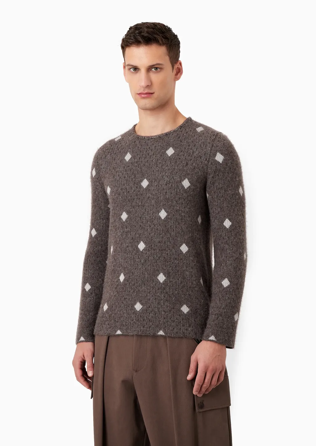 Diamond-Jacquard Crew-Neck Jumper