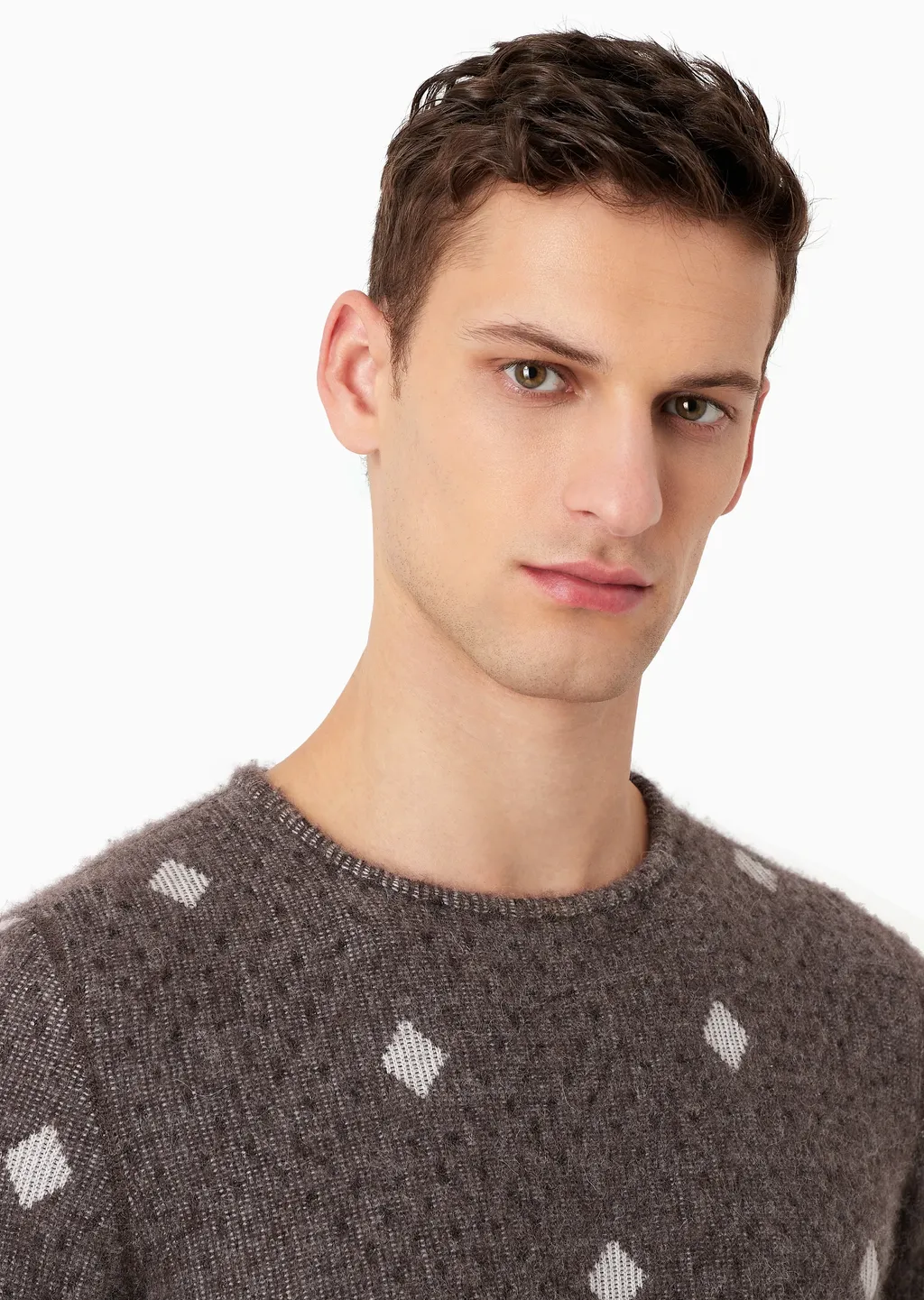 Diamond-Jacquard Crew-Neck Jumper