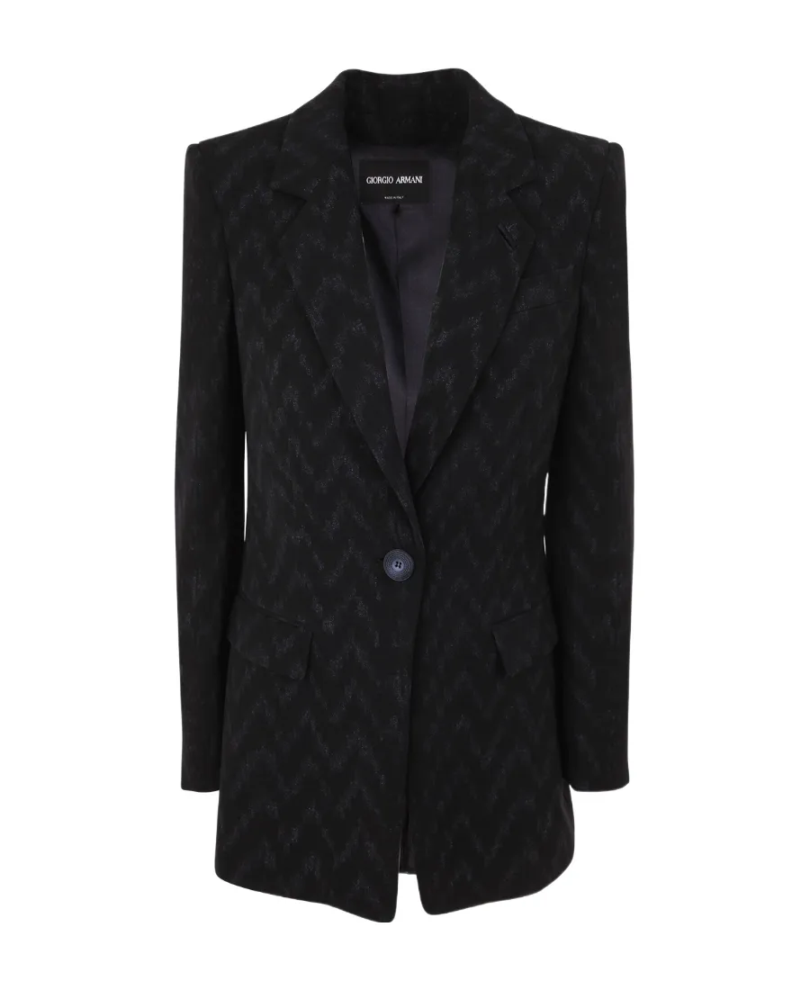 Single-Breasted Chevron-Print Jacket