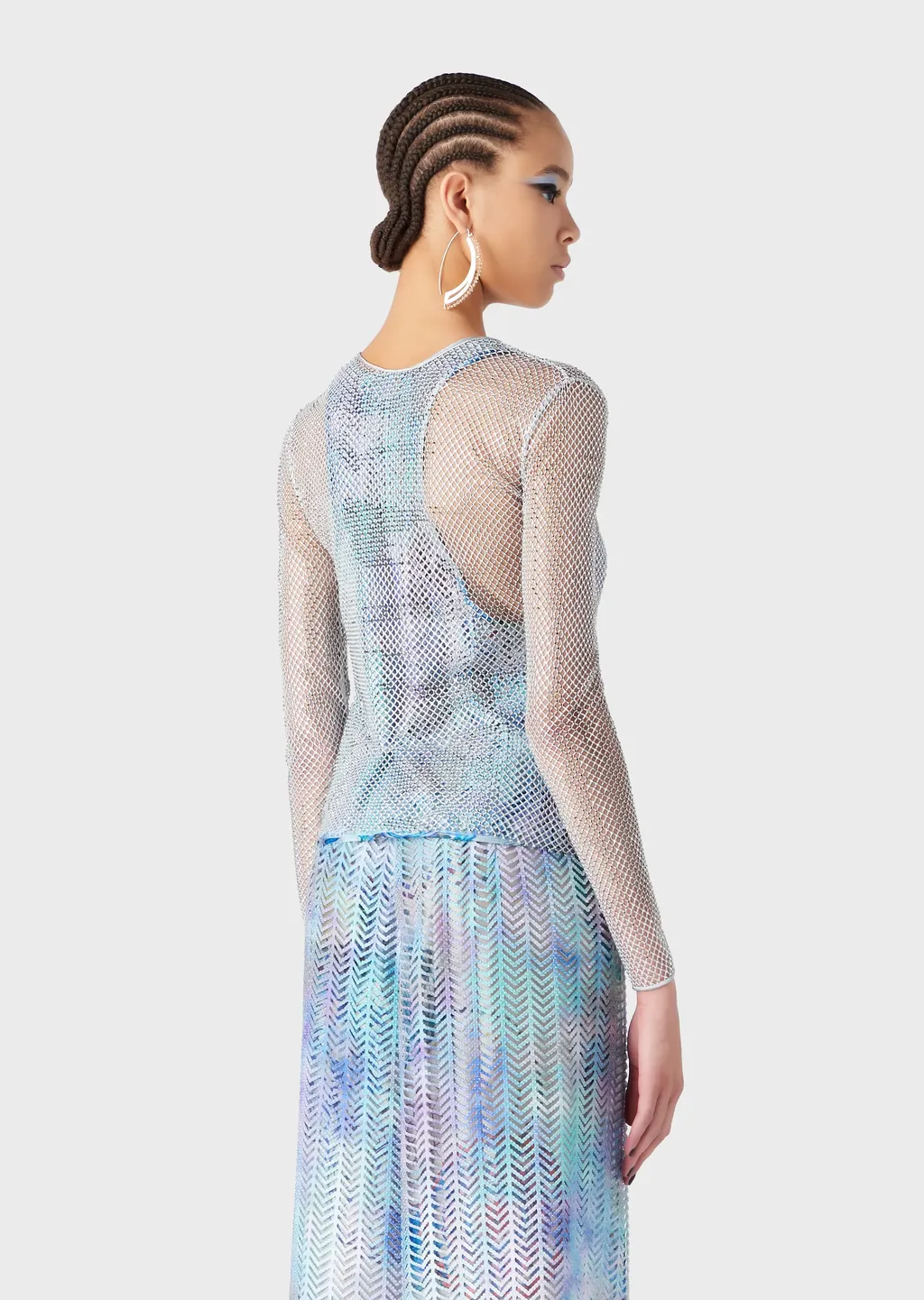 Crystal Mesh Zipper Cardigan