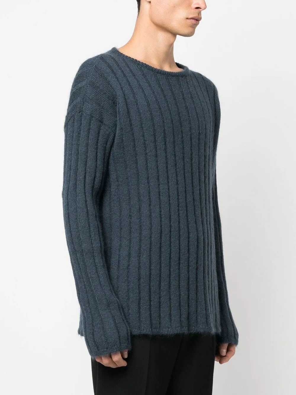 Ribbed Knit Mohair-Wool Blend Jumper