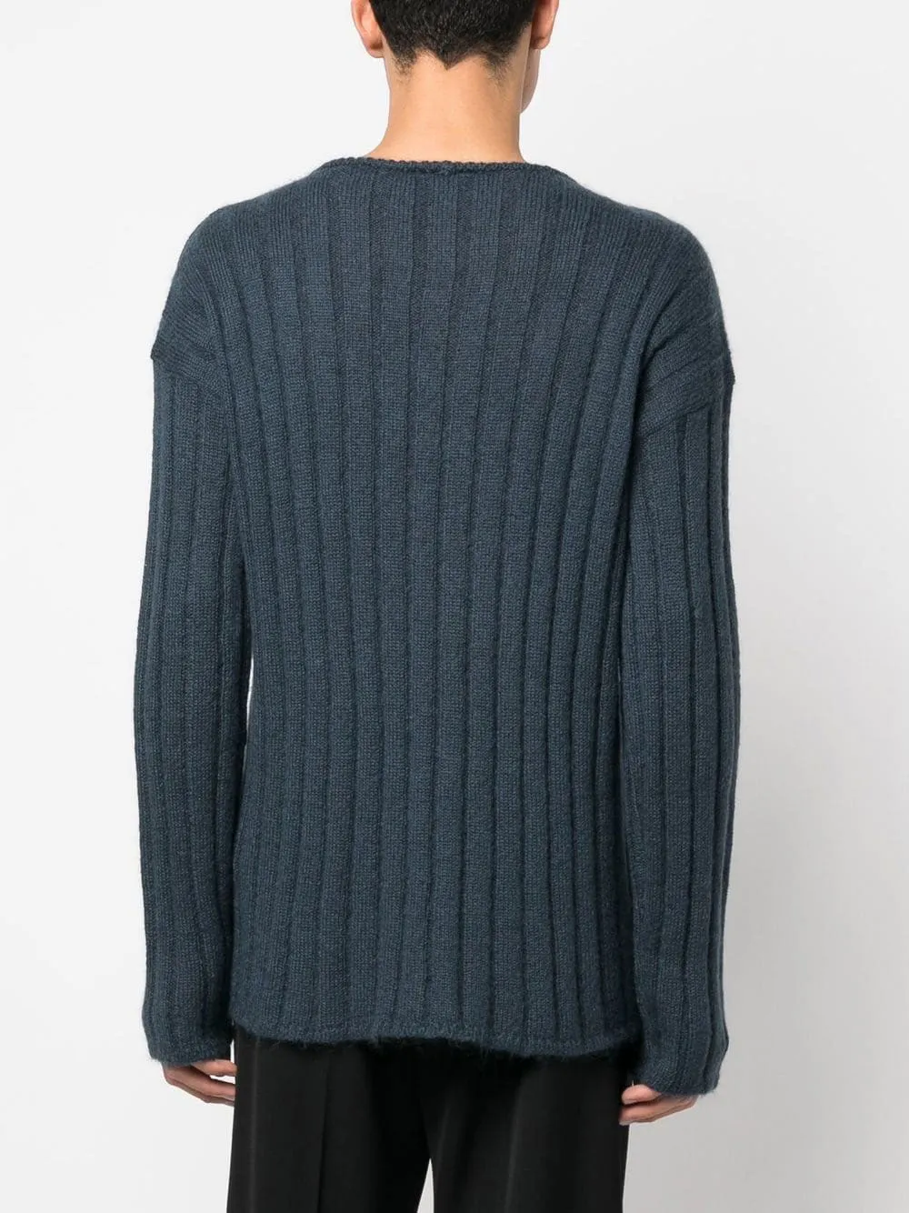 Ribbed Knit Mohair-Wool Blend Jumper