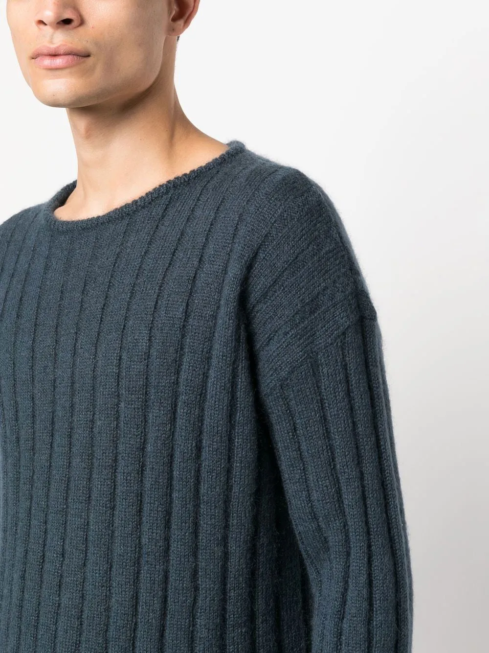 Ribbed Knit Mohair-Wool Blend Jumper
