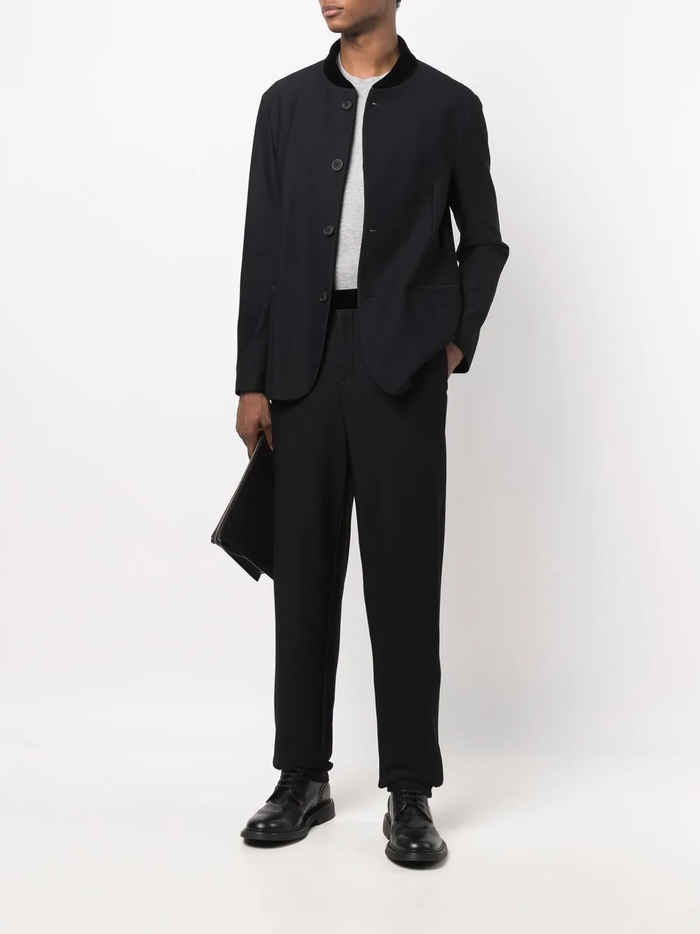 Contrast-Trim Single-Breasted Blazer