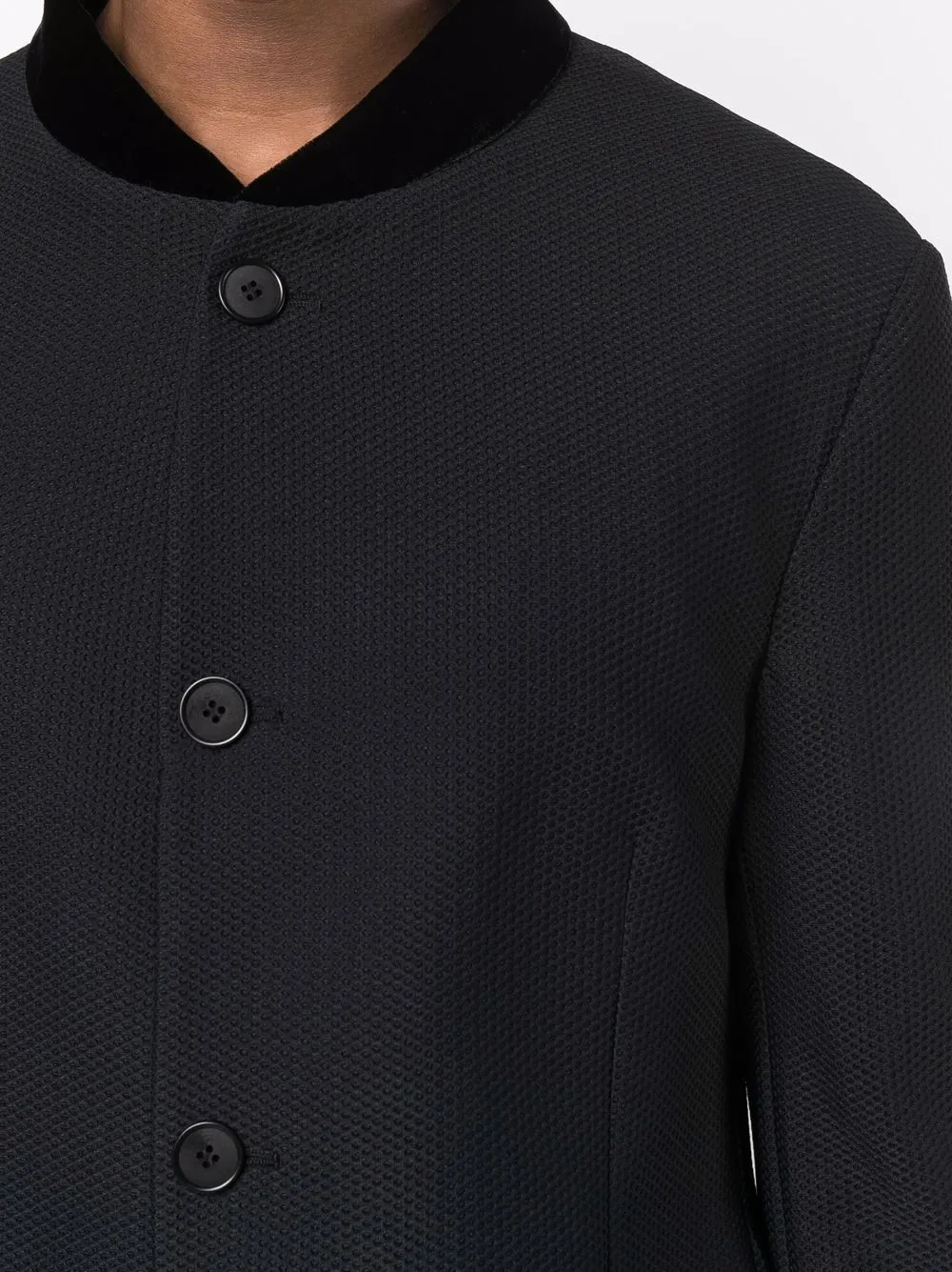 Contrast-Trim Single-Breasted Blazer