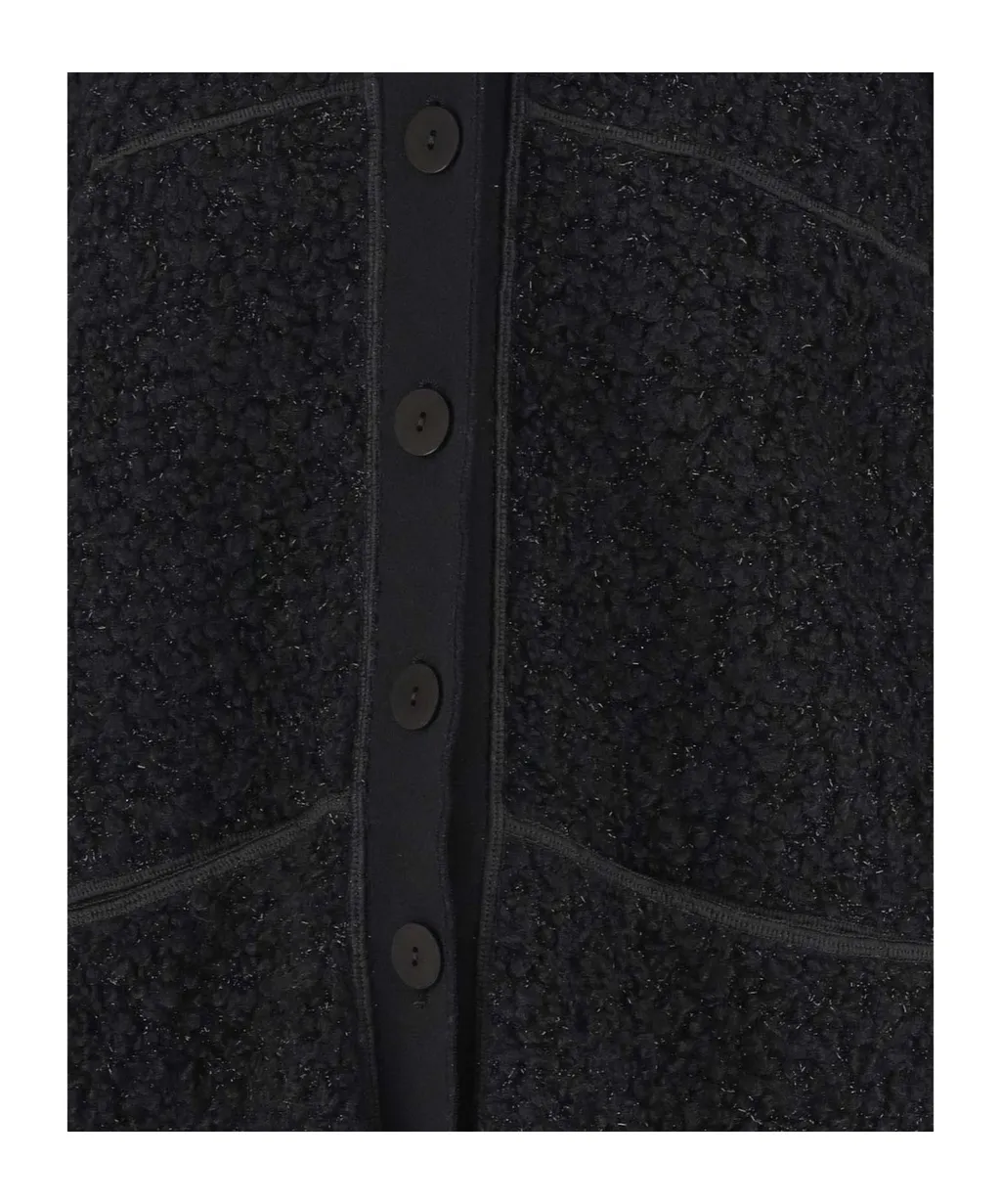 Bouclé-Effect Long Jersey Cardigan
