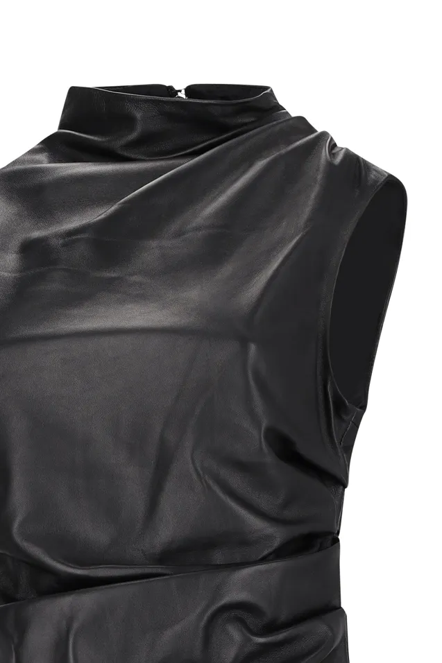 Sleeveless Leather Midi Dress