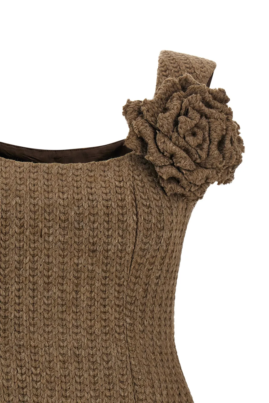Brooch Knitted Mini Dress