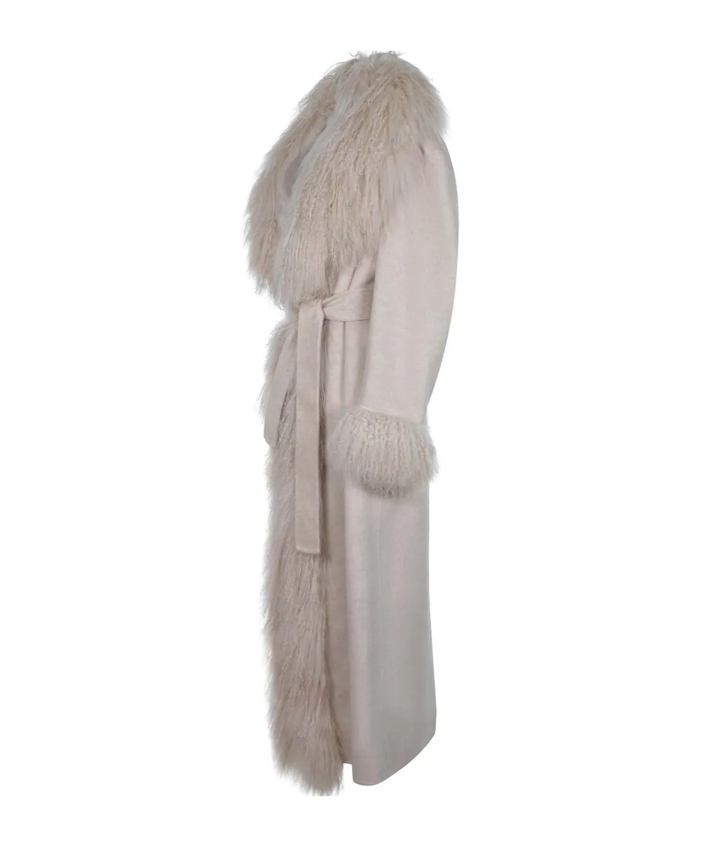 Fur-Trimmed Belted Coat