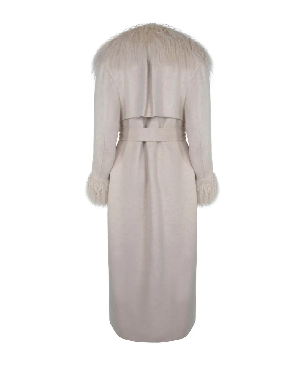 Fur-Trimmed Belted Coat