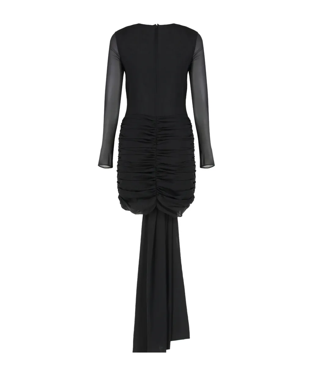 Draped Long-Sleeve Dress