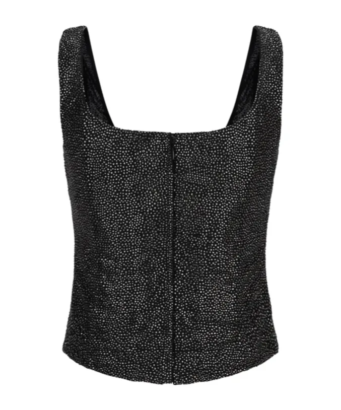 Embellished Square-Neck Top
