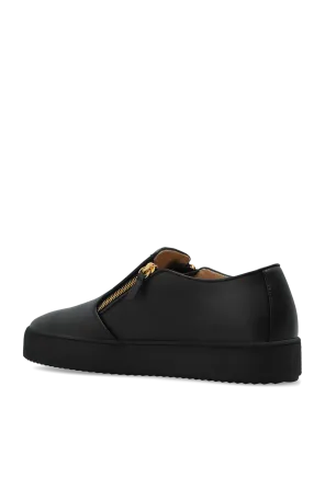 Zip-Detail Leather Sneakers