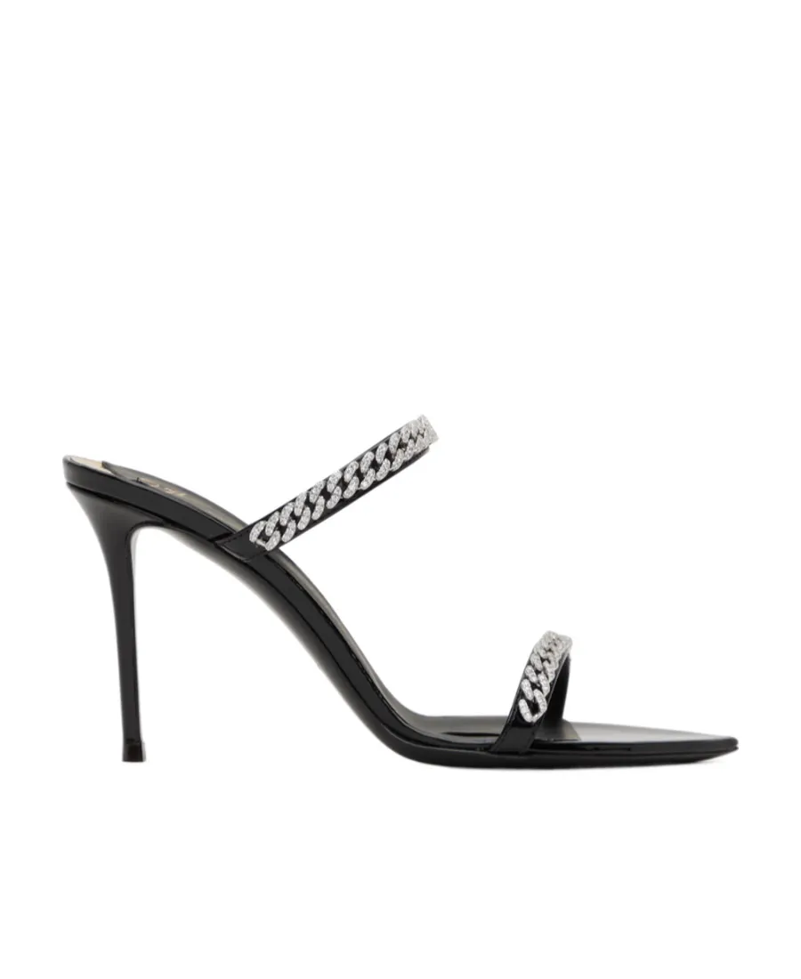 Rhinestone Detail High-Heeled Sandals