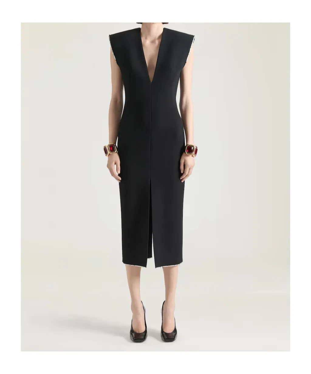 V-Neck Pencil Midi Dress