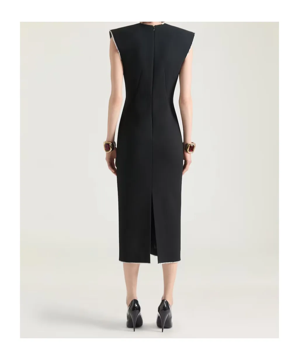 V-Neck Pencil Midi Dress