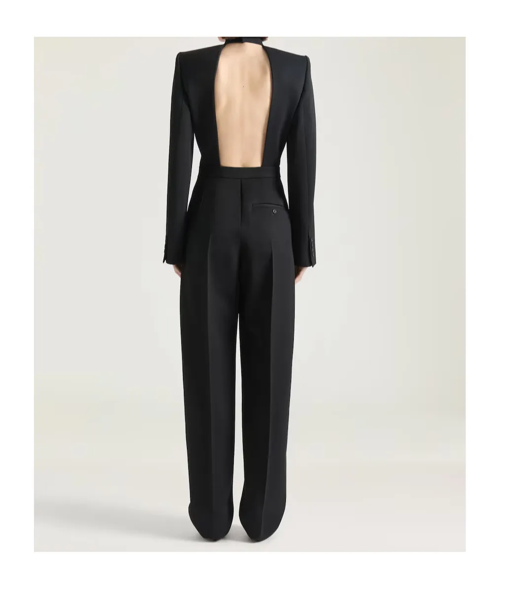 Long-Sleeve Backless Jumpsuit