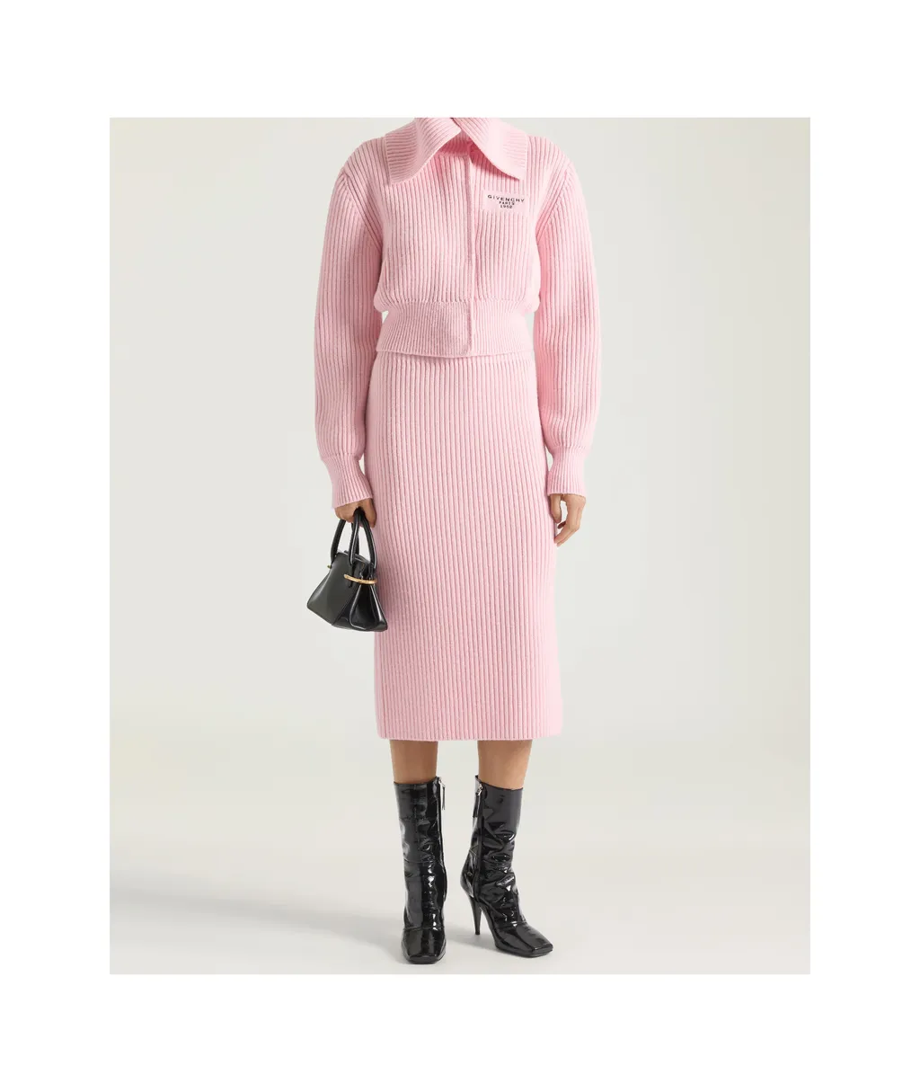 Rubbed-Knit Midi Pencil Skirt