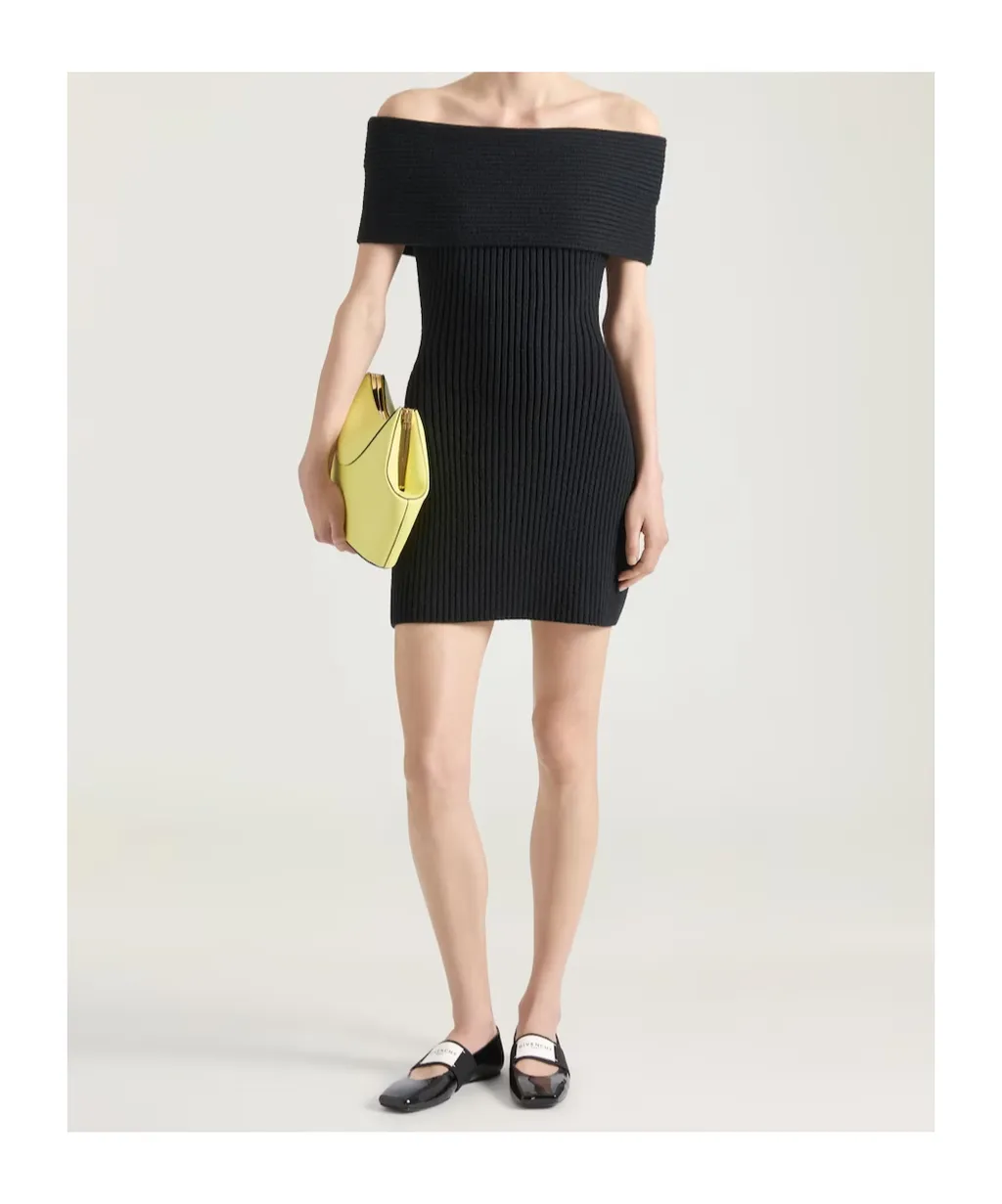 Off-The-Shoulder Mini Dress In Wool