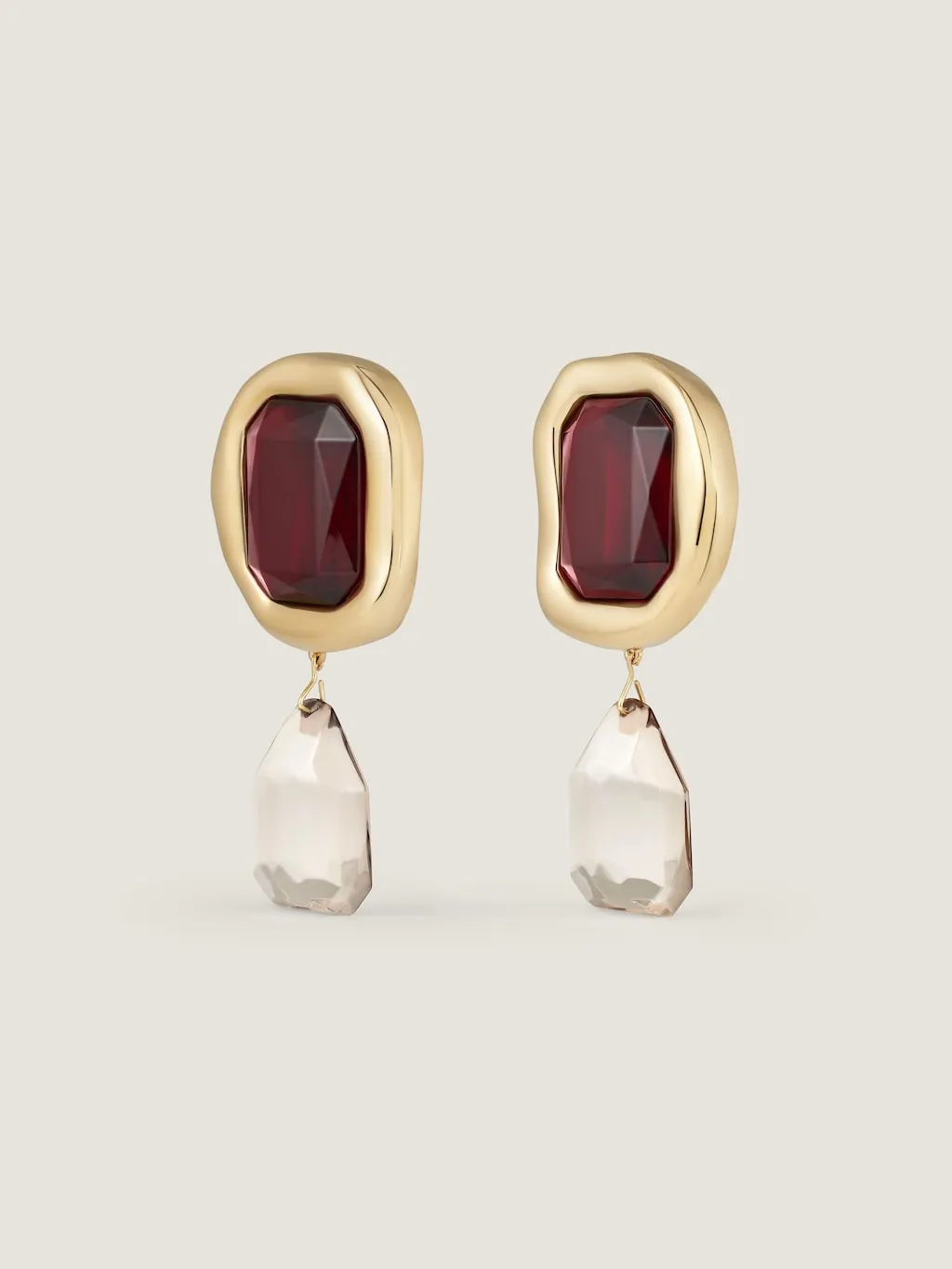 Sculptural Crystal Clip Earrings