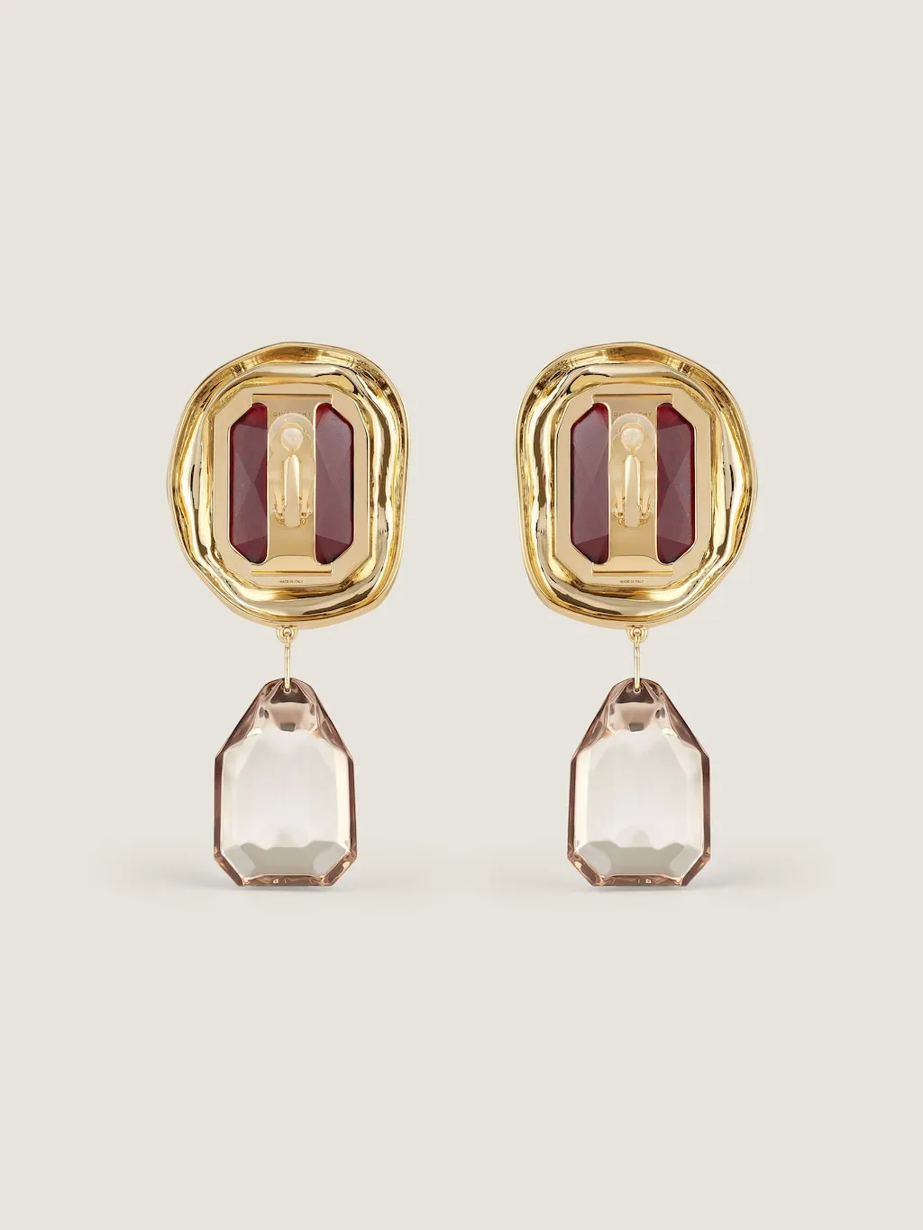 Sculptural Crystal Clip Earrings