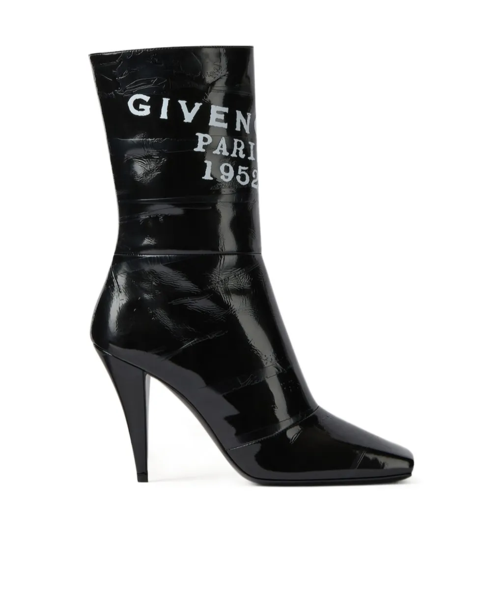 Logo Printed Square-Toe Boots