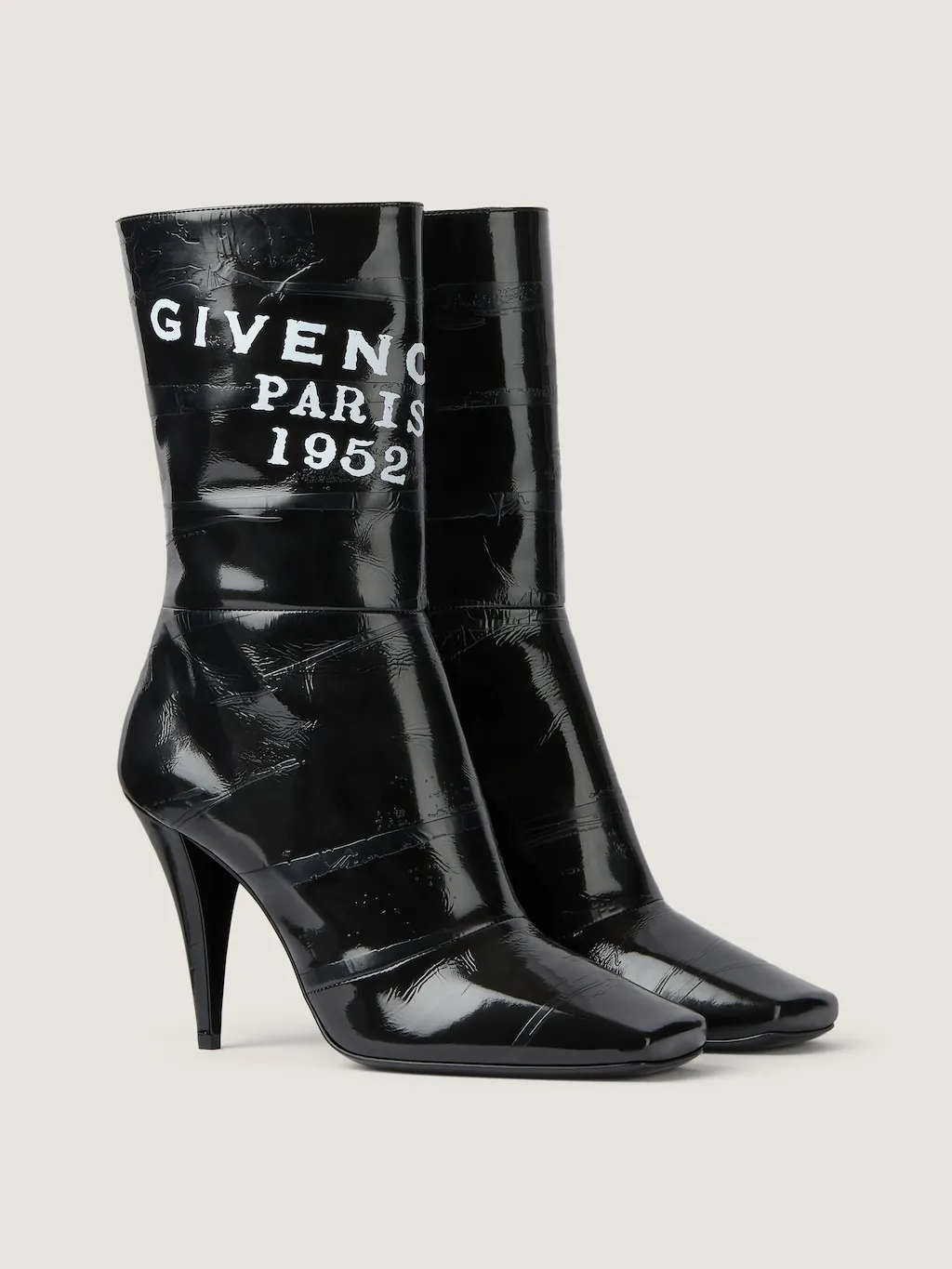Logo Printed Square-Toe Boots