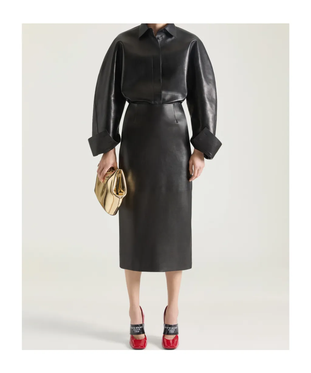 Leather Midi Pencil Skirt