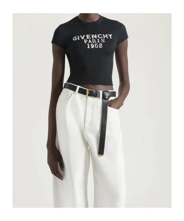 Paris 1952 Jacquard Cropped Knit Top