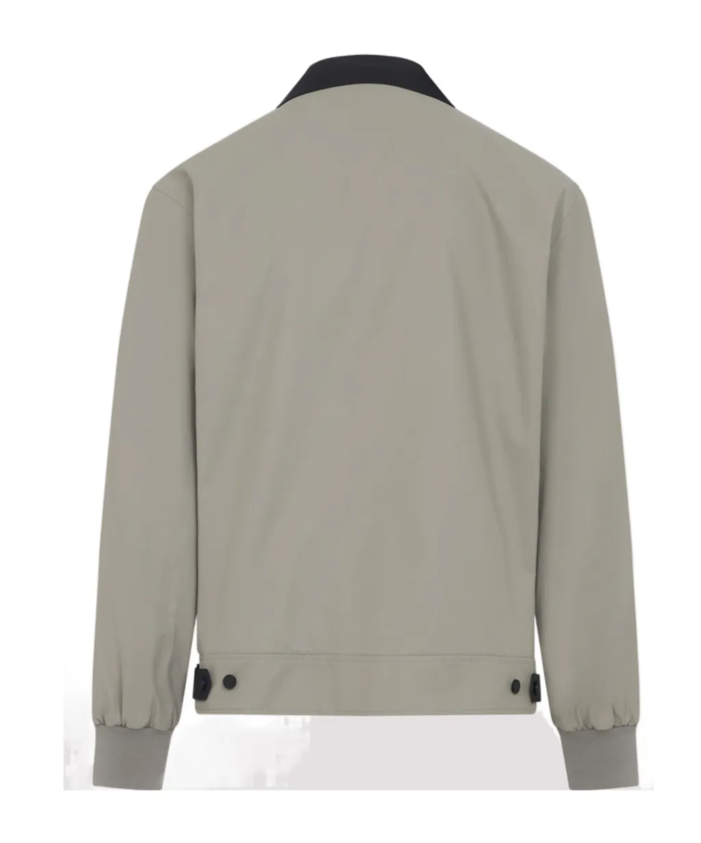 Harrington Jacket In Cotton With Leather Details