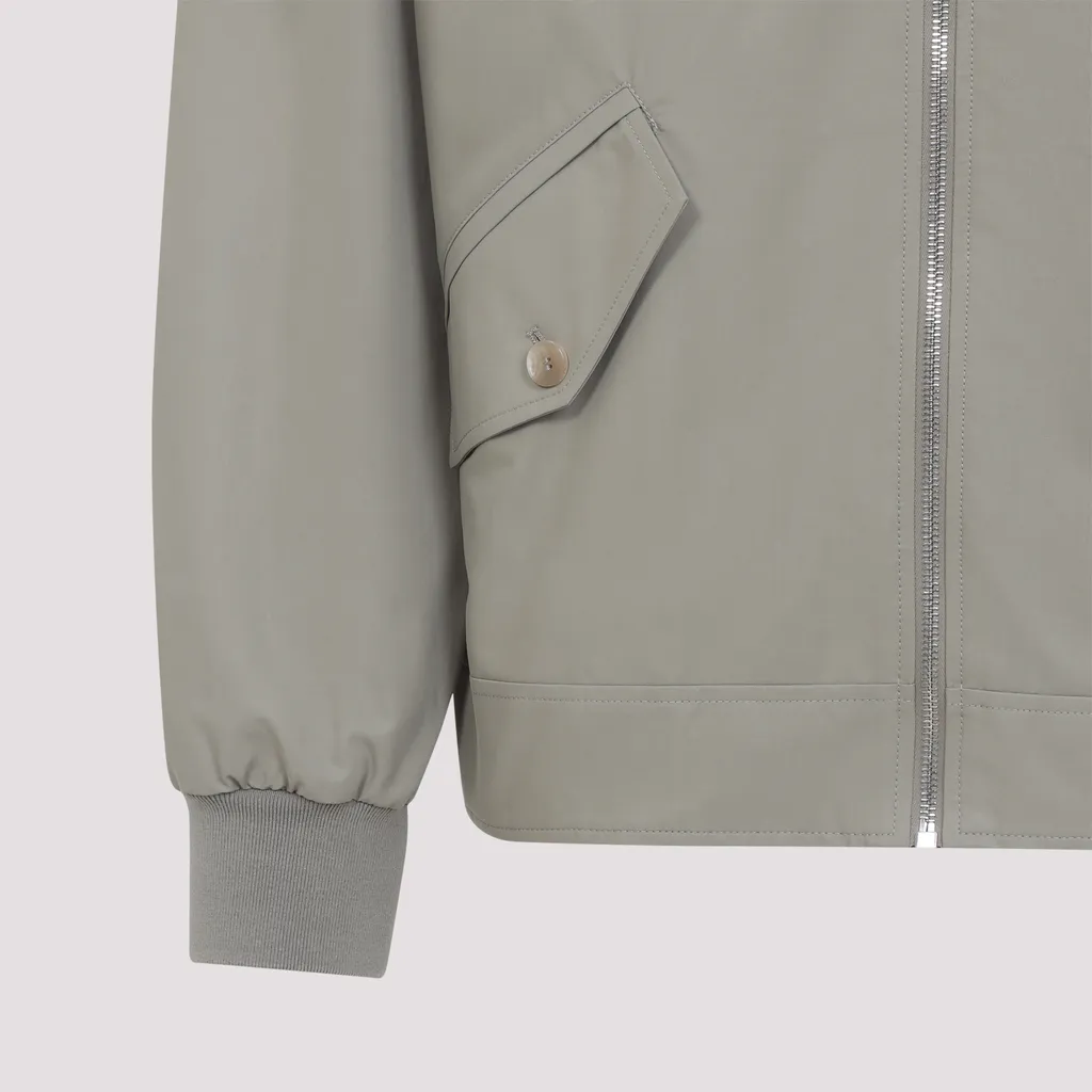Harrington Jacket In Cotton With Leather Details
