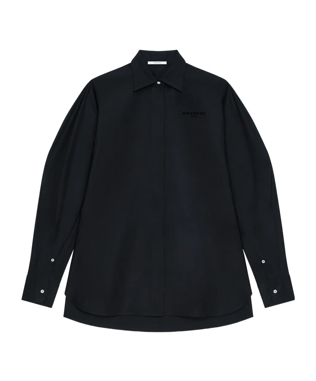 Cocoon Shirt In Poplin With Givenchy Embroidery