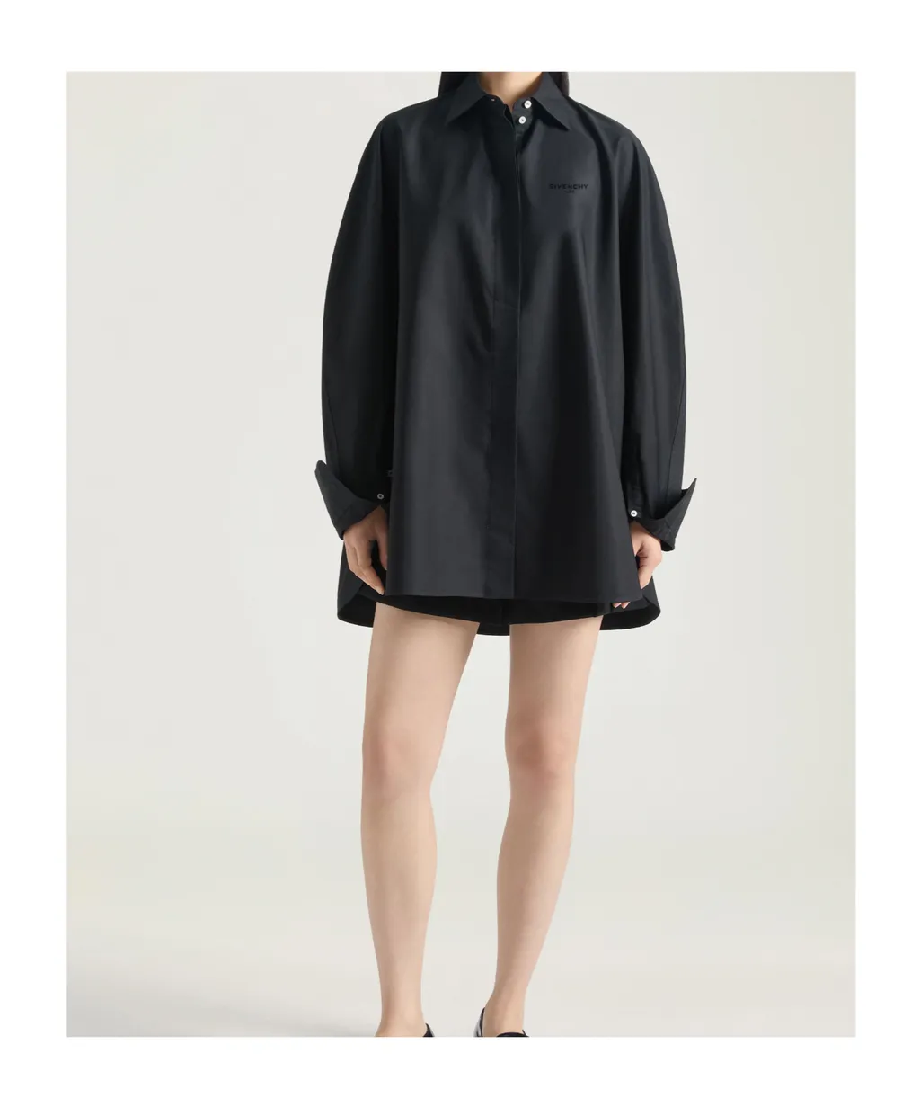 Cocoon Shirt In Poplin With Givenchy Embroidery