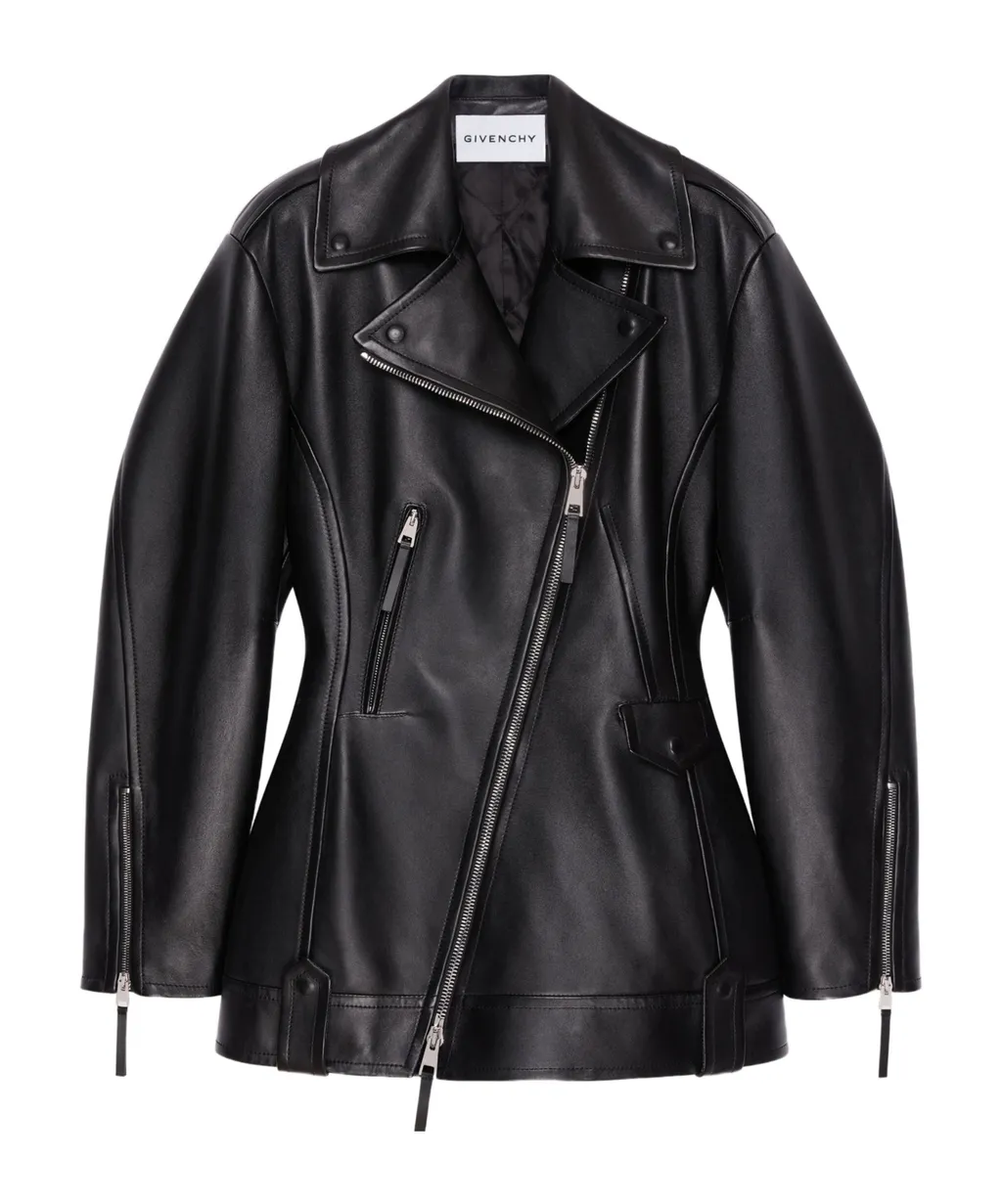 Cinched Biker Jacket In Leather