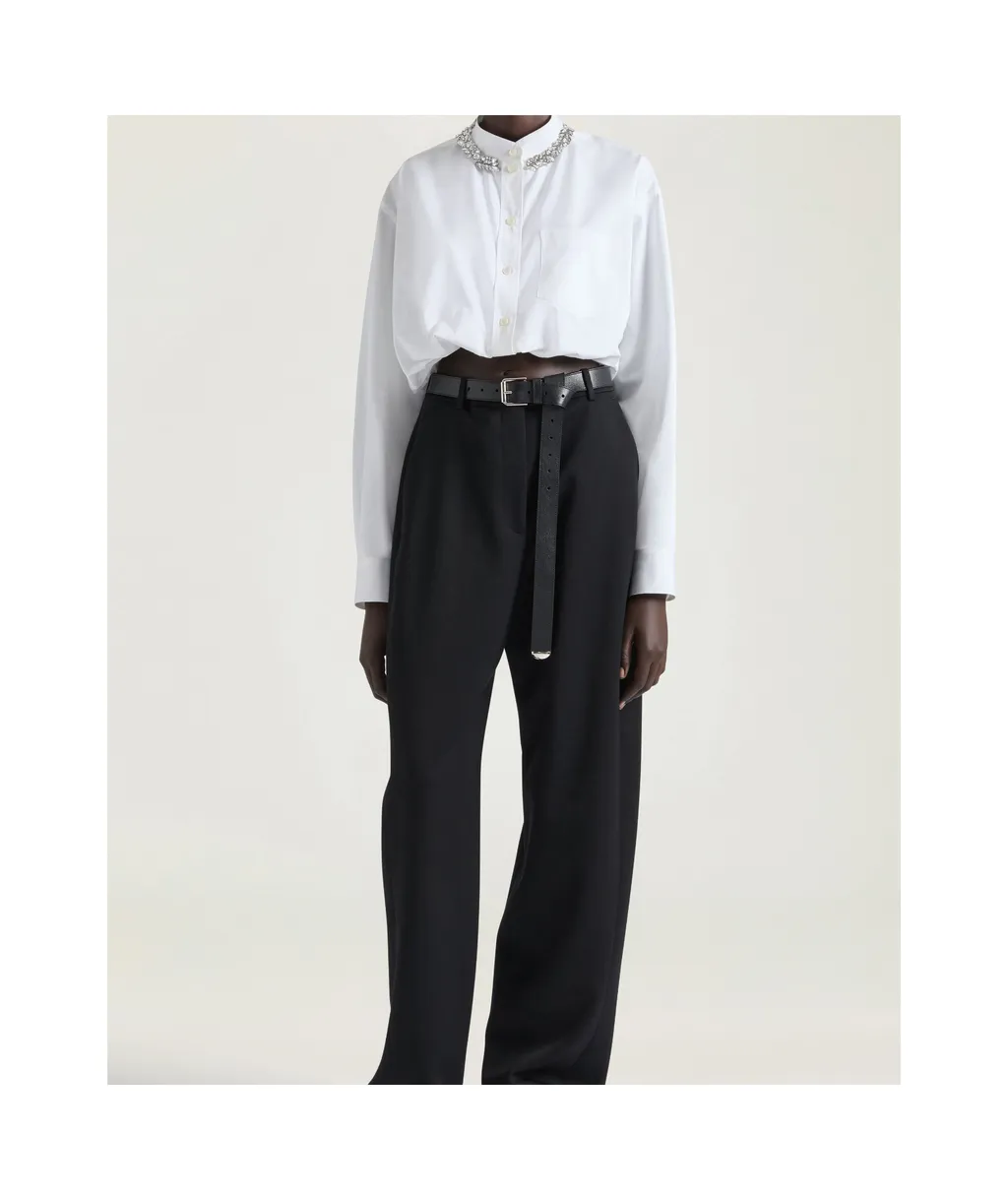 Cropped Shirt With Crystals