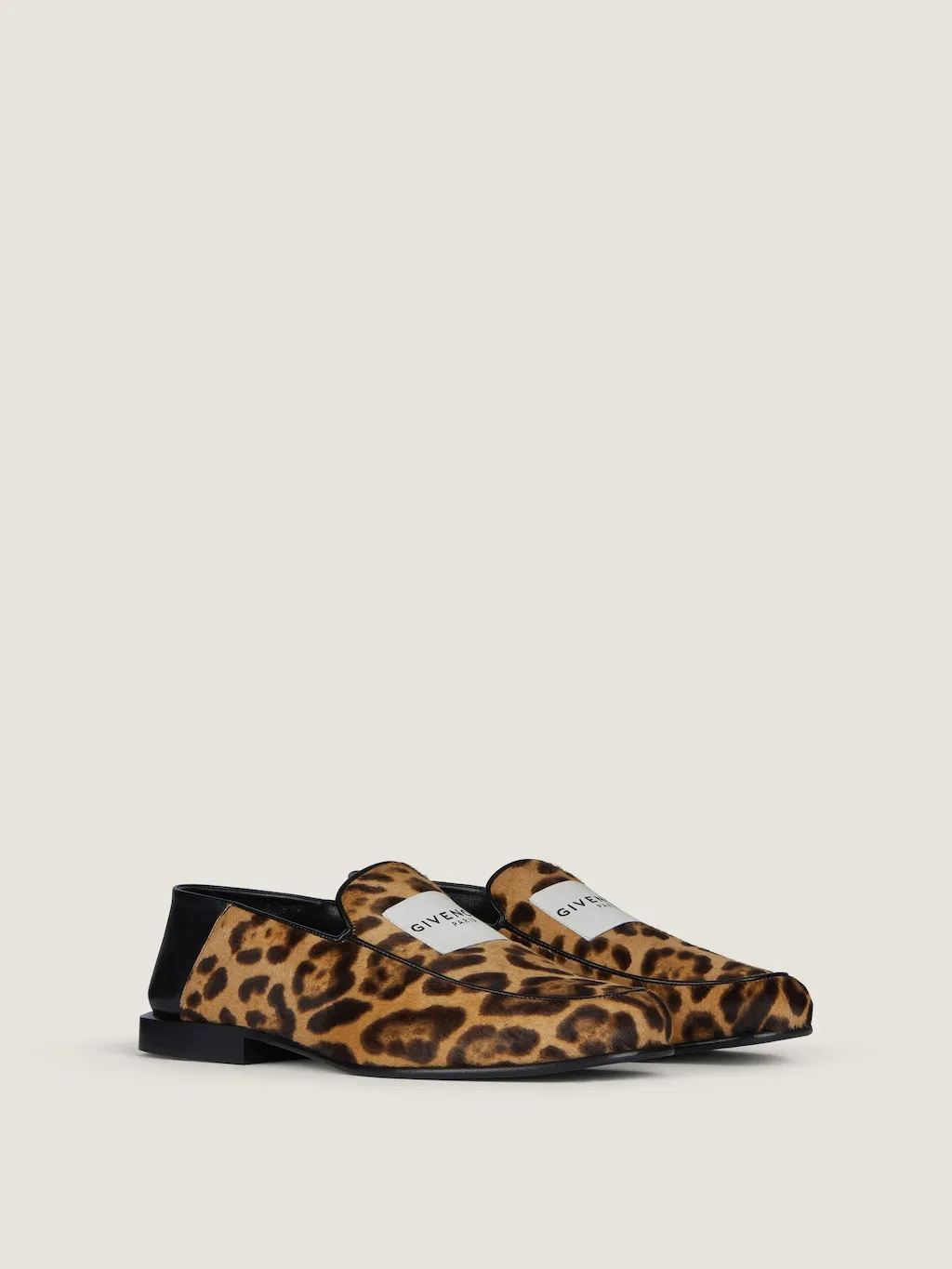 Label Loafers In Leather With Leopard Print