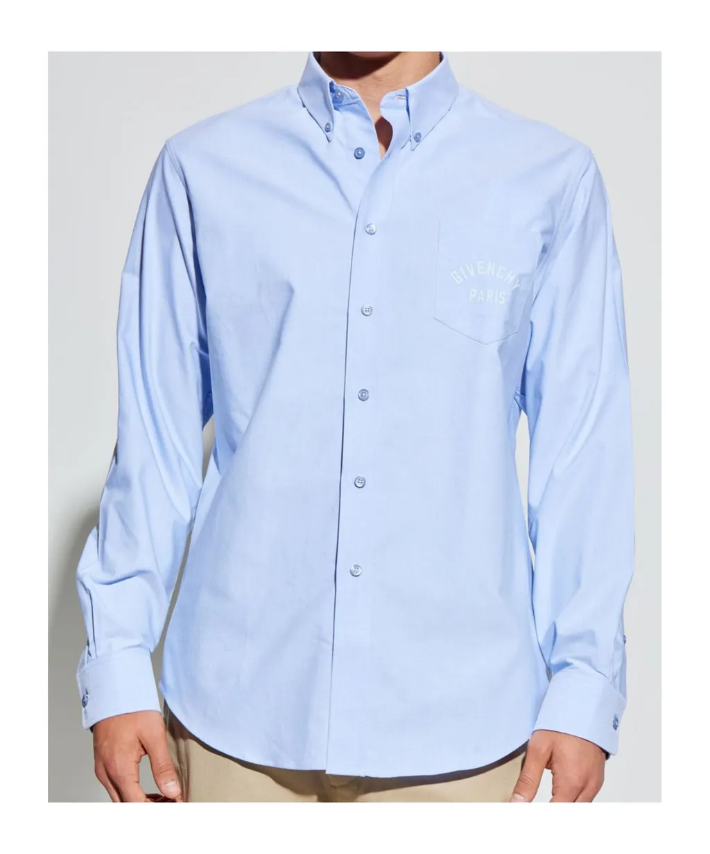 Paris Logo Embroidered Long-Sleeved Shirt