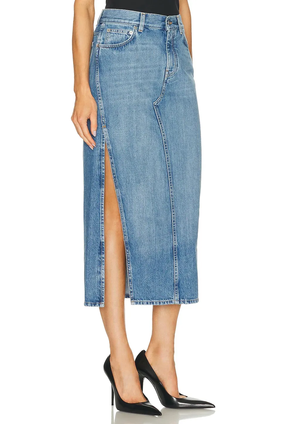 Logo Patch Denim Skirt