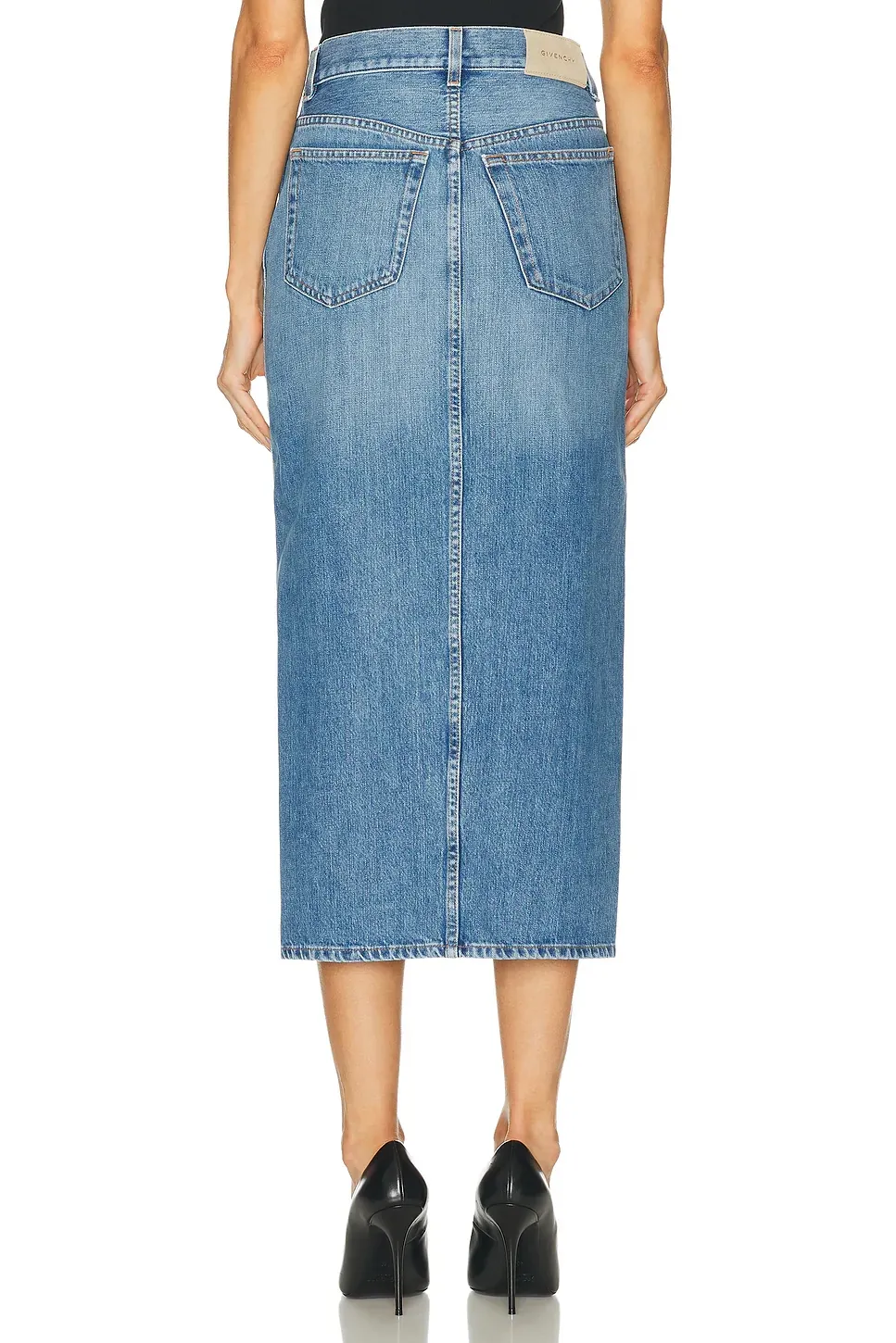 Logo Patch Denim Skirt