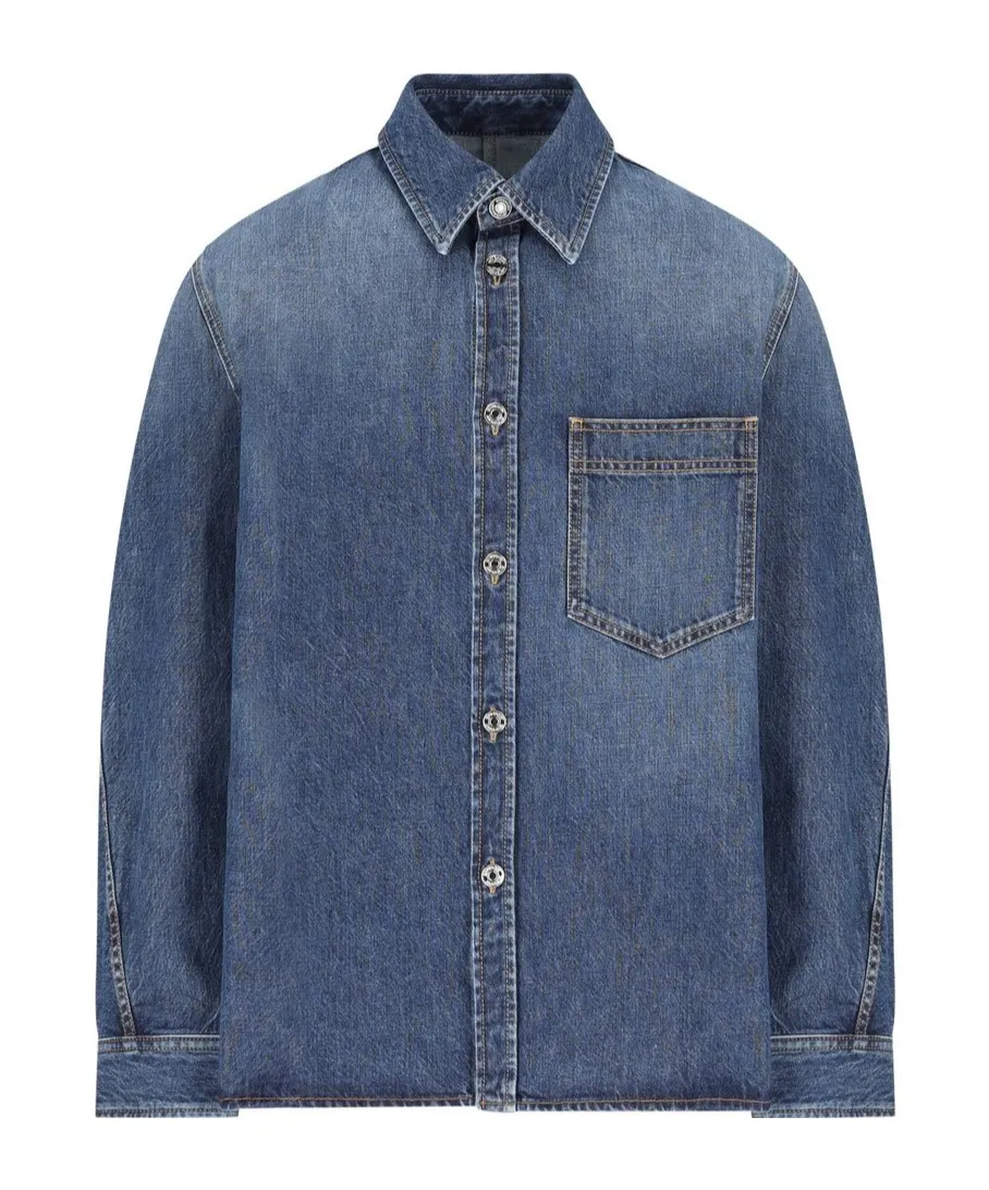 Collared Long-Sleeve Denim Shirt