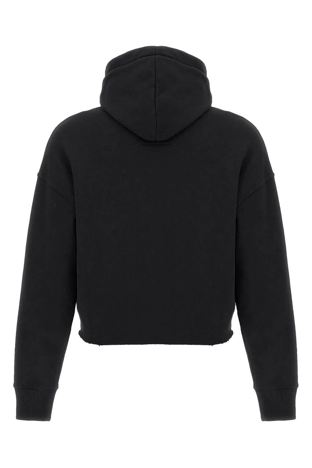 Raw-Cut Hem Cropped Hoodie