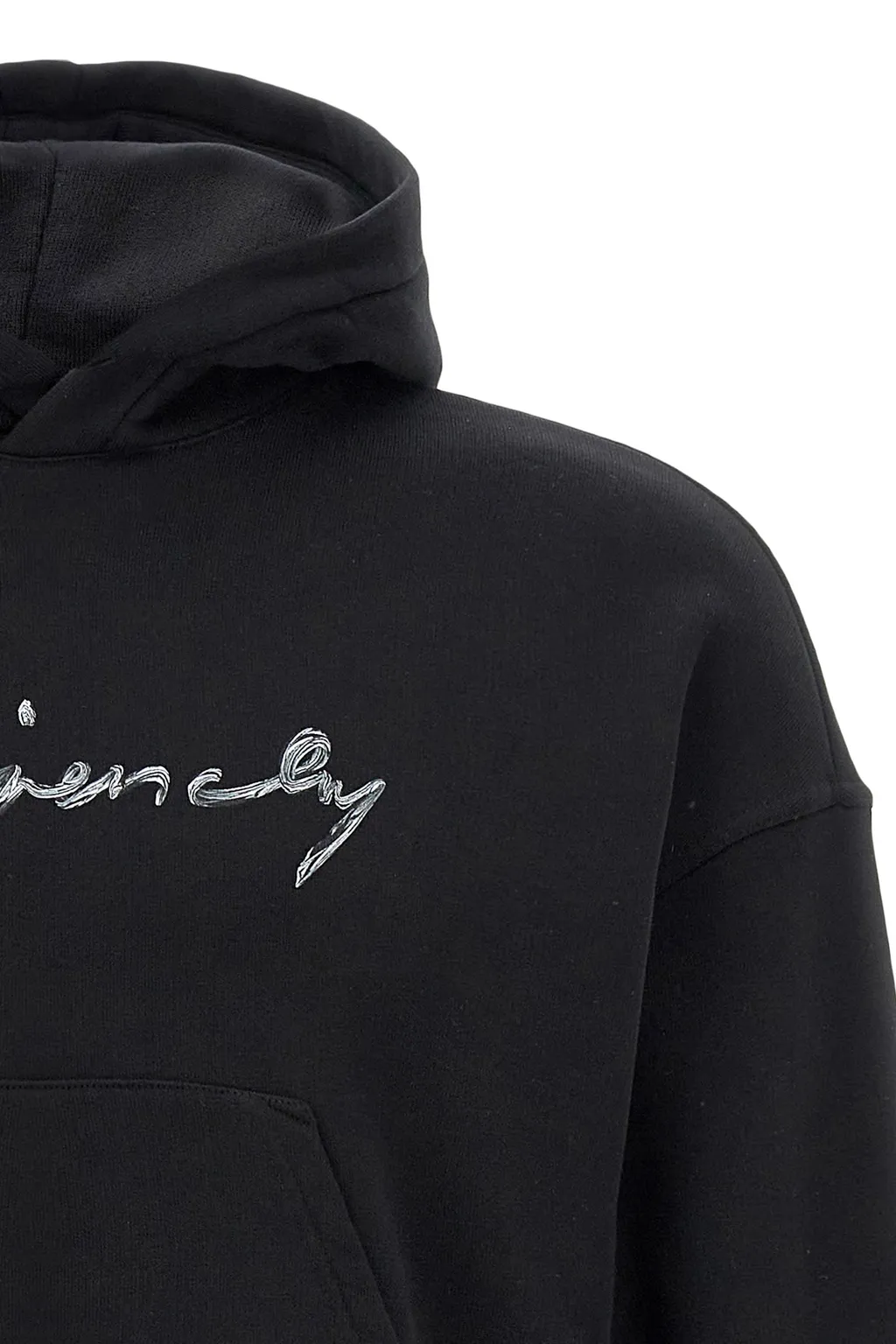 Raw-Cut Hem Cropped Hoodie