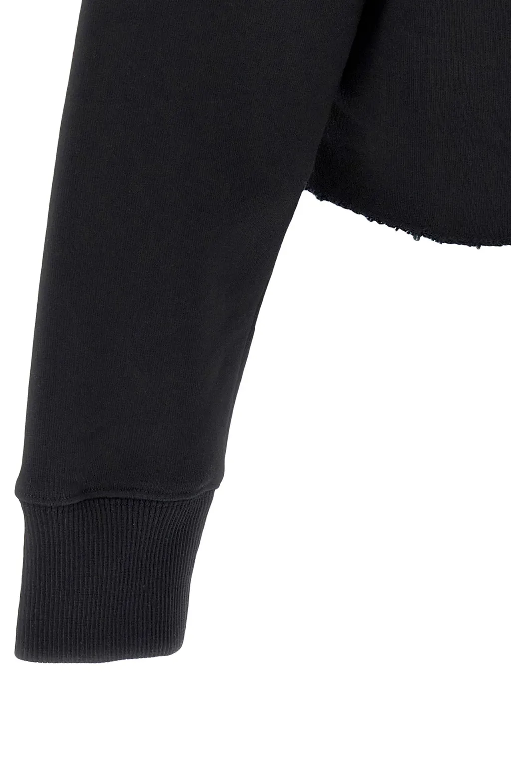 Raw-Cut Hem Cropped Hoodie