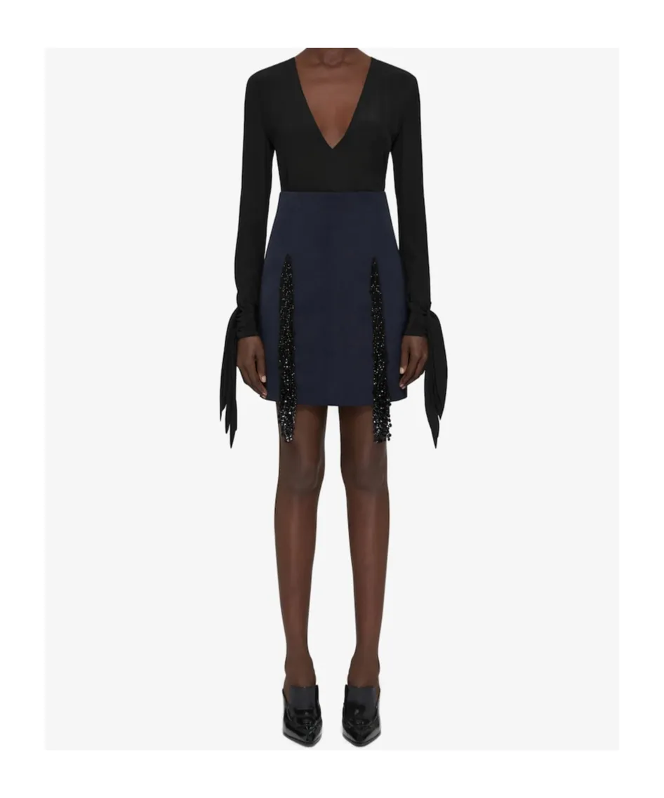 4G Embroidered Deep-V Blouse