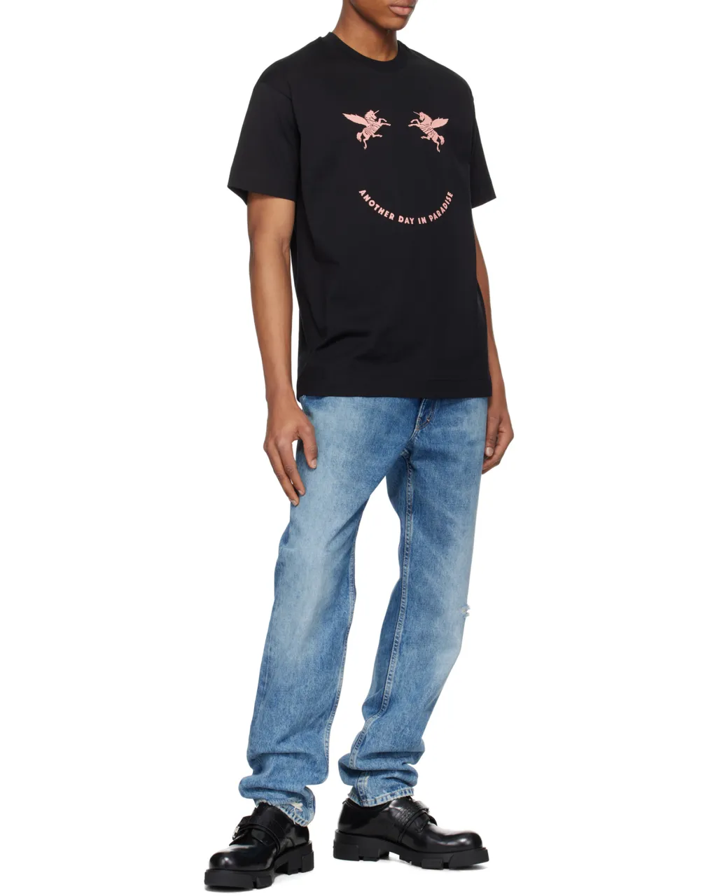 Slogan Printed Crewneck T-Shirt