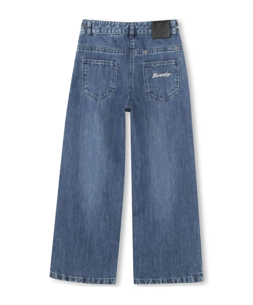 Wide-Leg Logo Patch Jeans