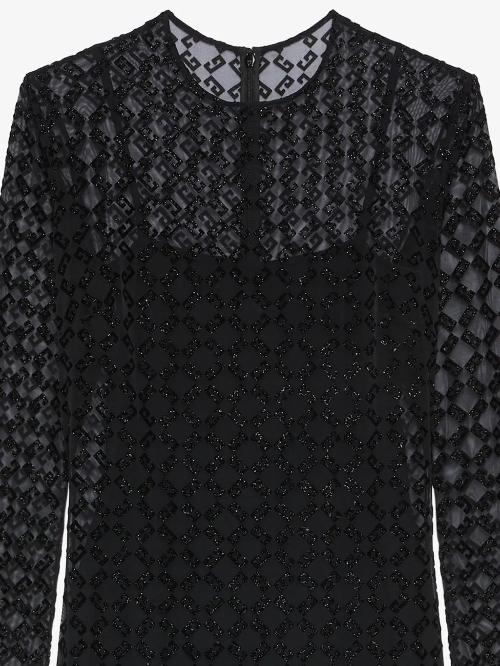 Monogrammed Sheer Detailed Dress